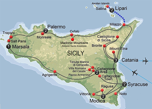 Sicily Tour with Rosa Map