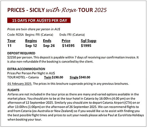 Sicily with Rosa Tour price