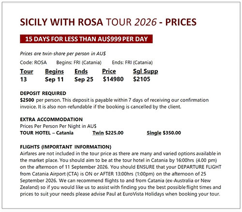 Sicily with Rosa Tour price